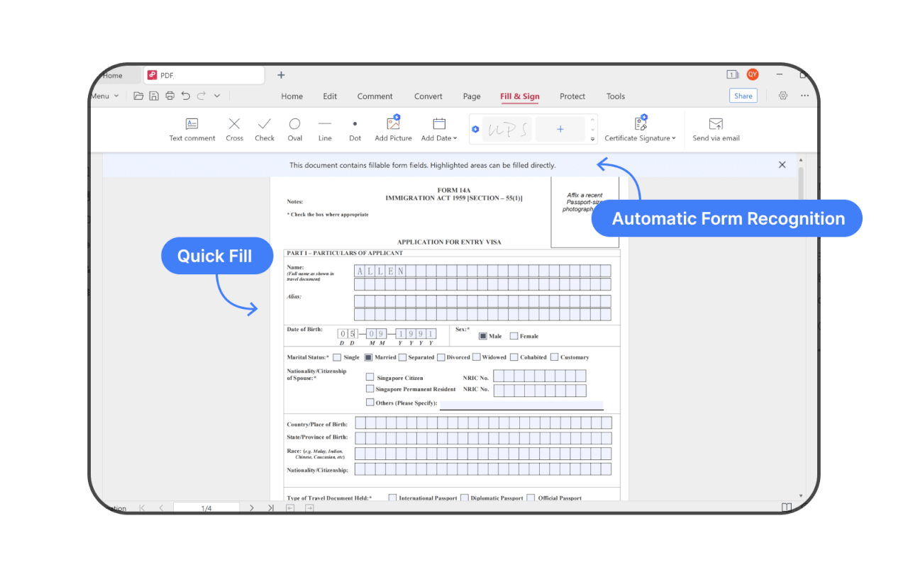 如何在 WPS Office 中填写并通